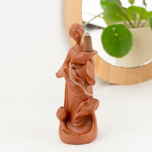 Lotus lady backflow ıncense burner-ceramic aromatherapy ornament